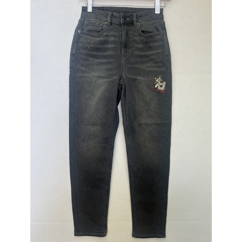 American Eagle x Kellogs Jeans Womens Size 00 Short Black Skinny Mom